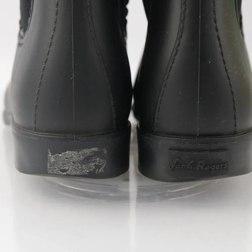 Jack Rogers Womens Sallie‎ Rain Boot Size 8 Black Rubber Pull On Chelsea Bootie